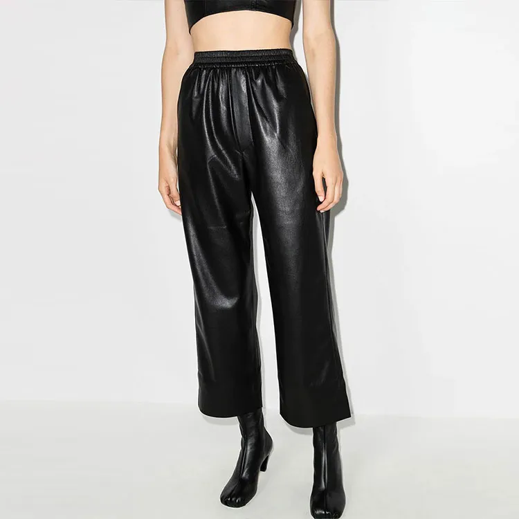 NANUSHKA Leather Pants Women's Black-3