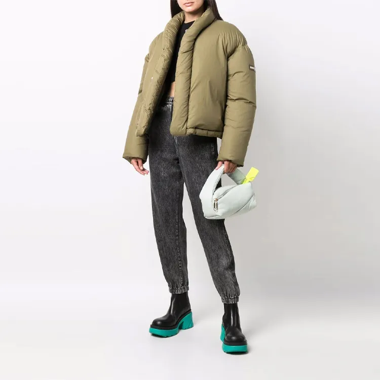 AMBUSH FW21 Solid Color Stand Collar Loose Fit Down Jacket Unisex Green-3