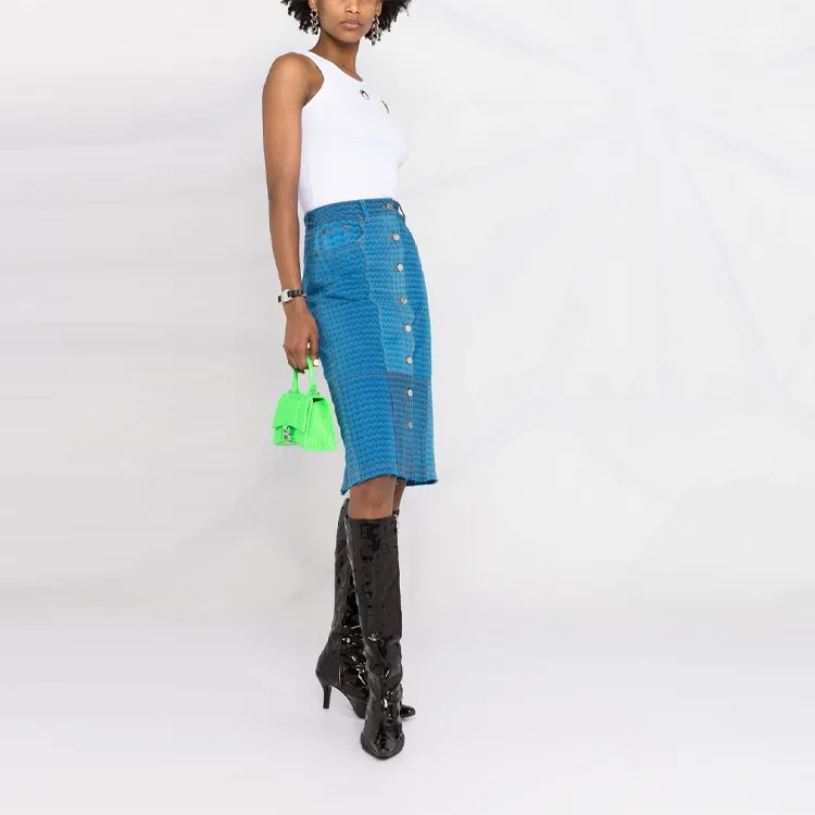 Marine Serre Denim Short Skirts Women's Blue-2