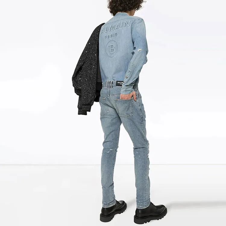 BALMAIN Shirts Men Light Blue-2