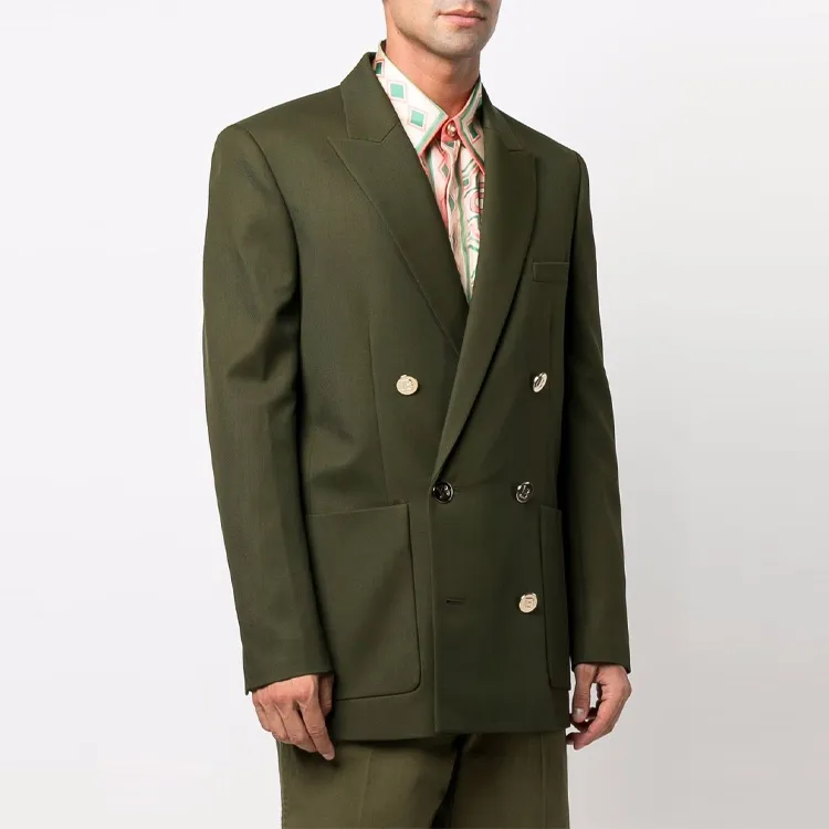 BALMAIN Business Suits Men Green-2
