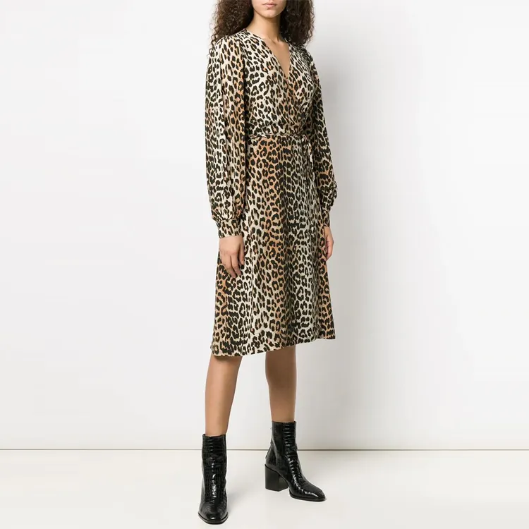GANNI Long-Sleeved Dresses Women's Brown-3