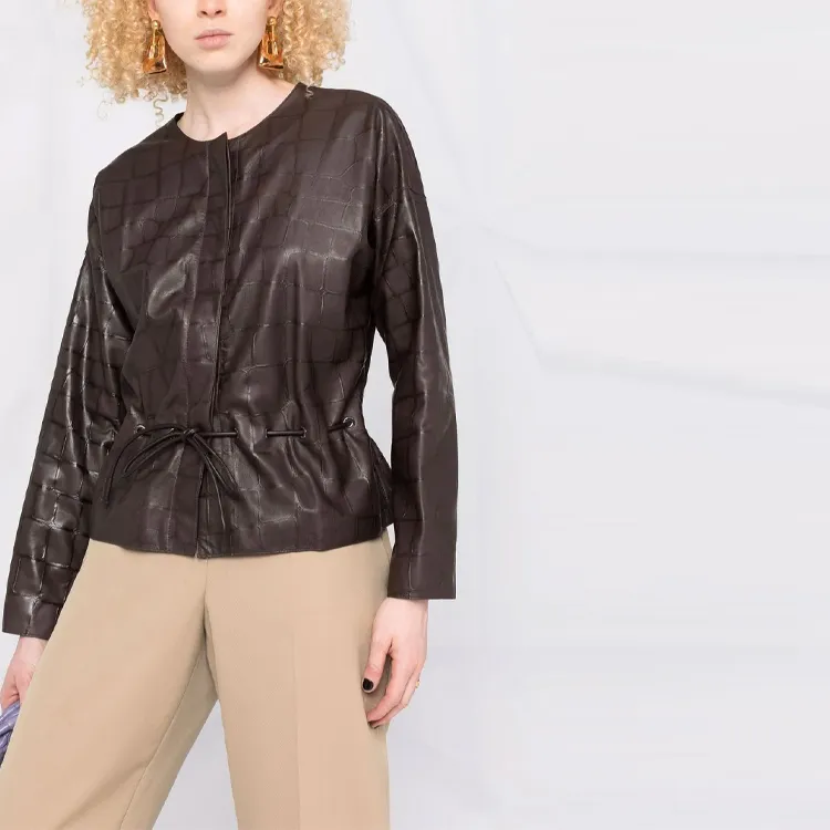 GIORGIO ARMANI Leather Jackets Women's Umber-1