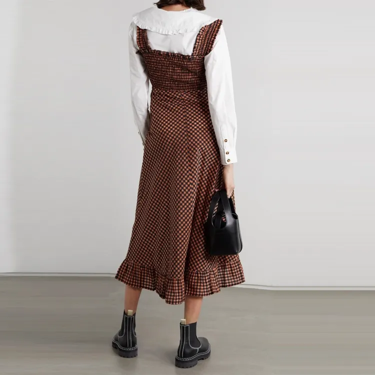 GANNI Sleeveless Dresses Women's Brown-2