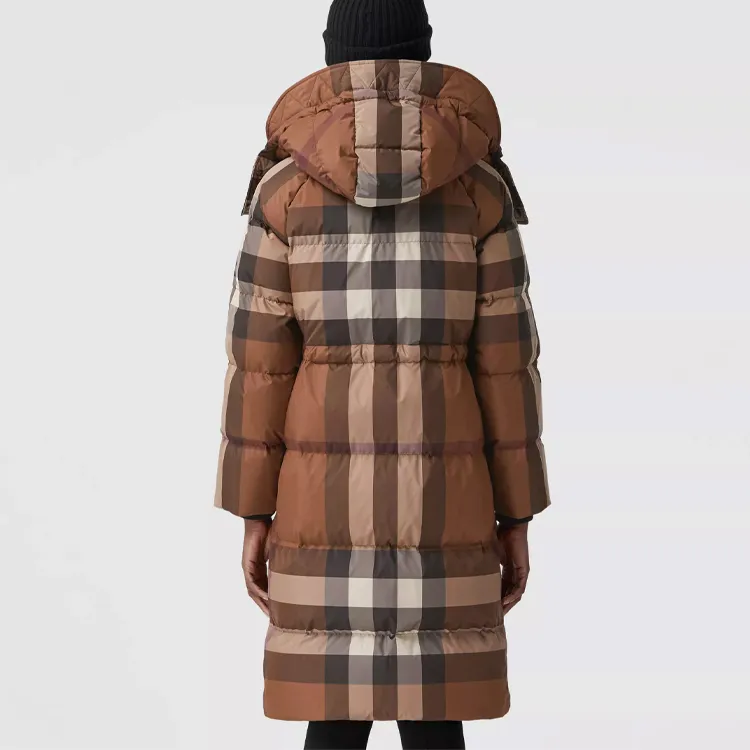 Burberry Check Print Long Puffer Coat 'Dark Birch Brown'-2
