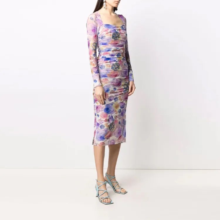 GANNI Long-Sleeved Dresses Women's Purple-3