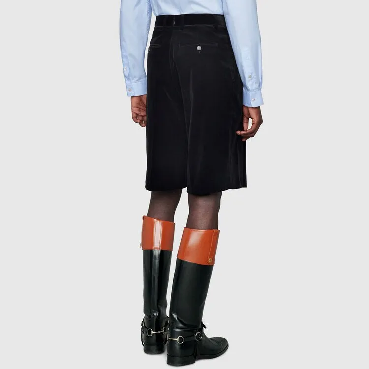 GUCCI Velvet Pleat Front Shorts-4