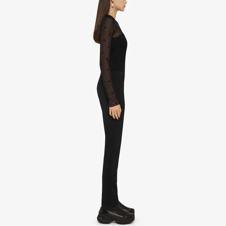 Givenchy Long Sleeve Bodysuit 4G Tulle 'Black'-3