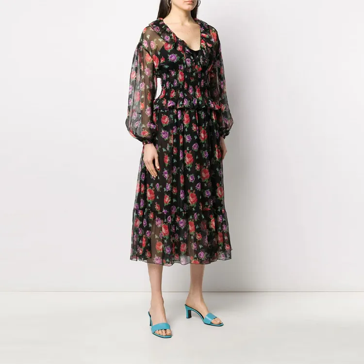 MSGM Long-Sleeved Dresses Women's Black-3