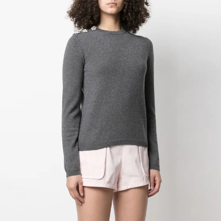GANNI Crystal Button Long Sleeve Jumper-2
