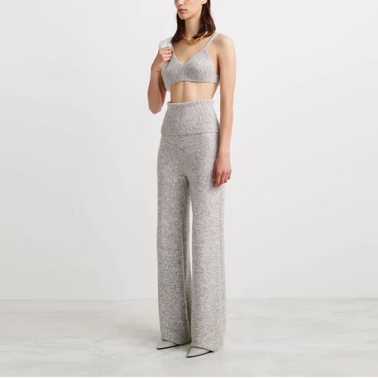 OFF WHITE Ribbed Hem Knitted Pants-2
