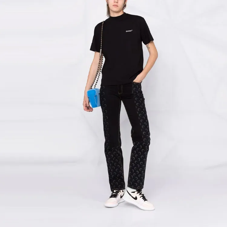 OFF WHITE Women'ss Diag Stripe T Shirt Black/White-1