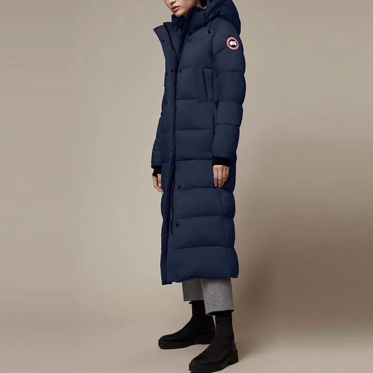Canada Goose Armstrong Series Solid Color Hooded Long Down Jacket Women's Cerulean Ocean Blue-3