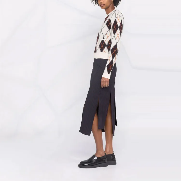 GANNI Stripe Midi Skirt 'Sky Captain'-3