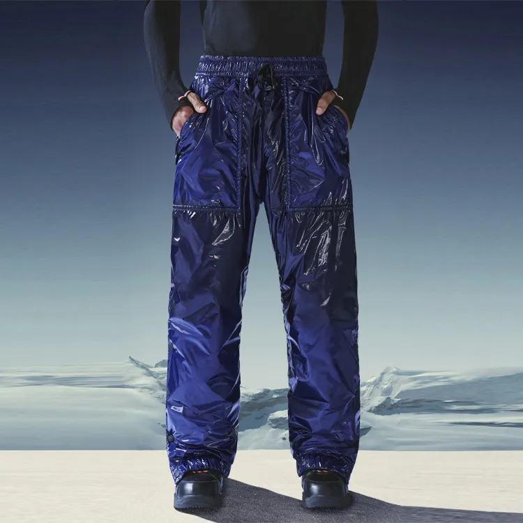 Moncler Leather Pants Men Blue-3