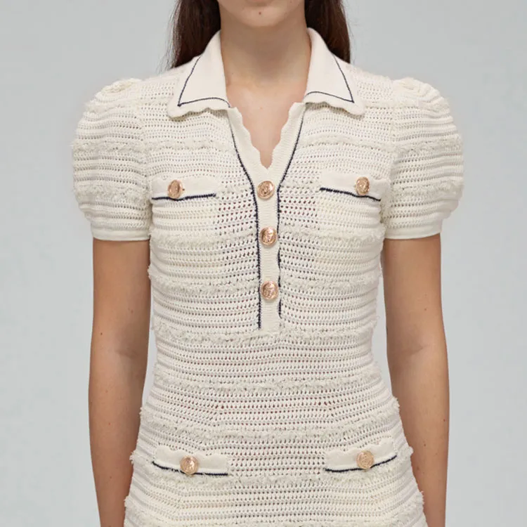 Self portrait SS22 Short Sleeved Dress Women's White-2