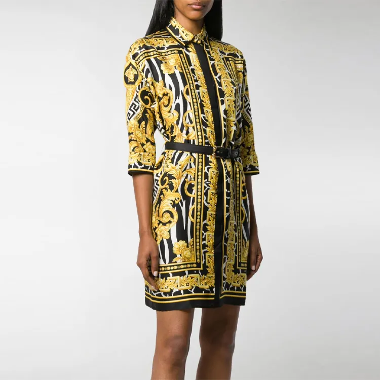 VERSACE Long-Sleeved Dresses Women's Yellow-1