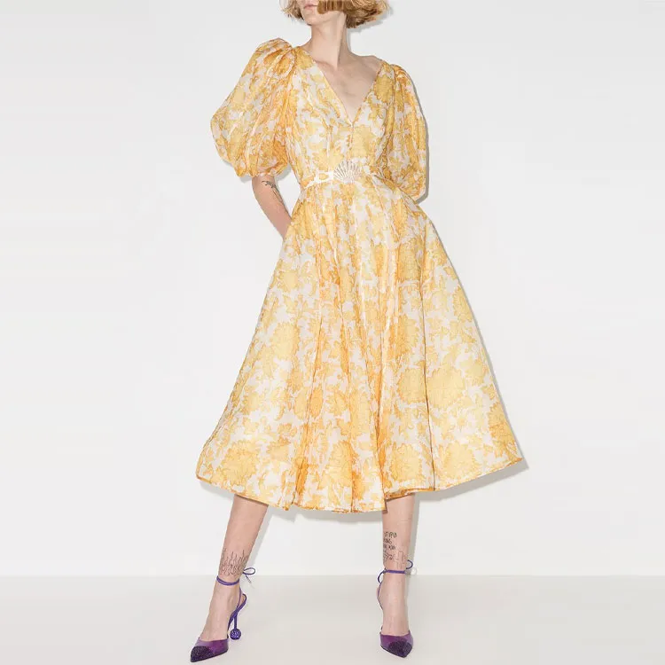 Zimmermann Short Sleeved Dresses Women's Yellow-1