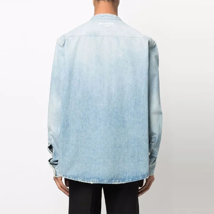 BALMAIN Shirts Men Blue-2