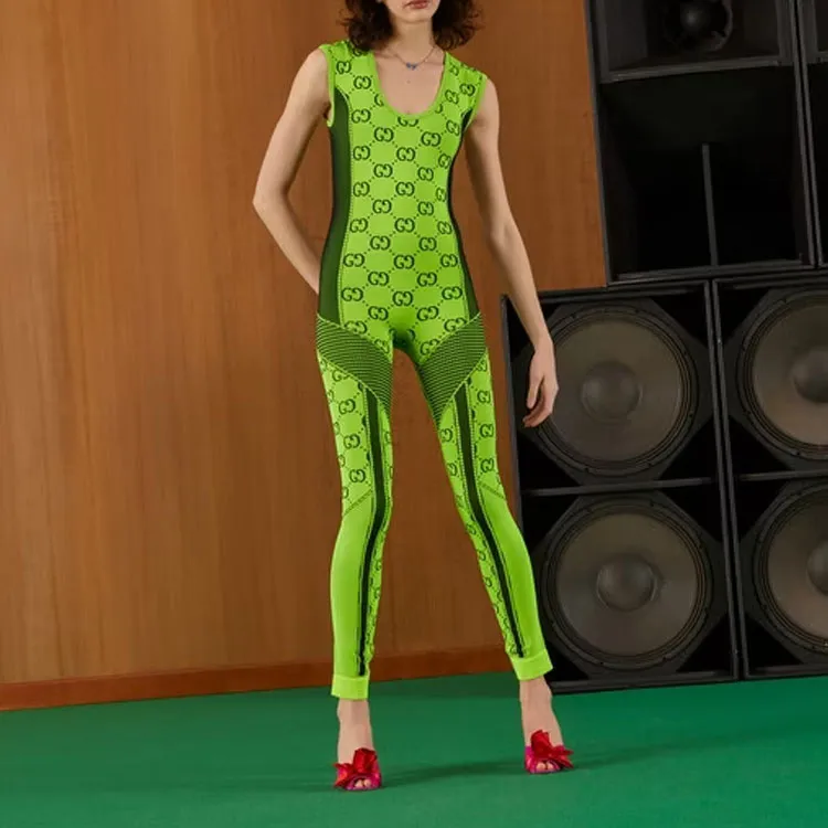 GUCCI Jacquard Gg Pattern Jersey Jumpsuit-2