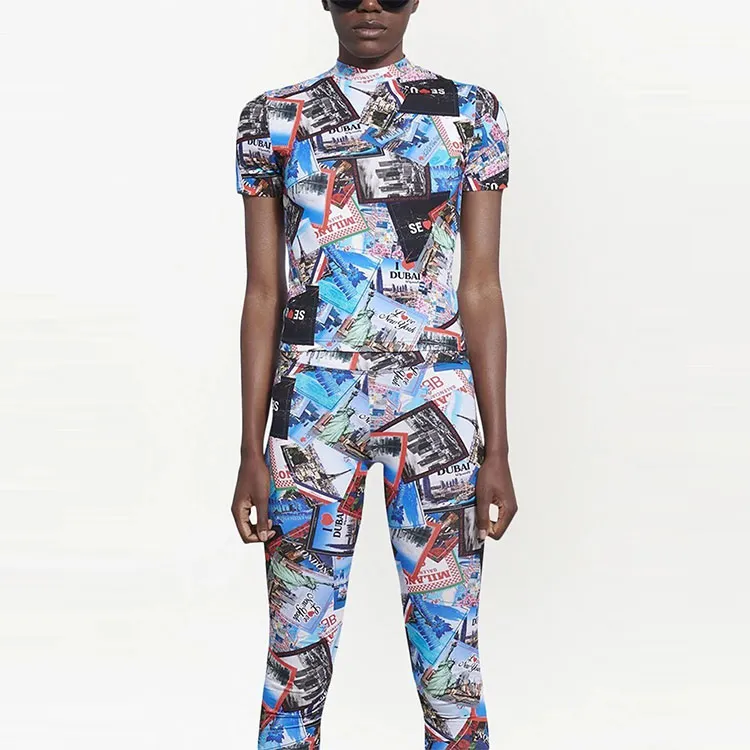 Balenciaga Allover Cities Stretch Top 'Grey'-2