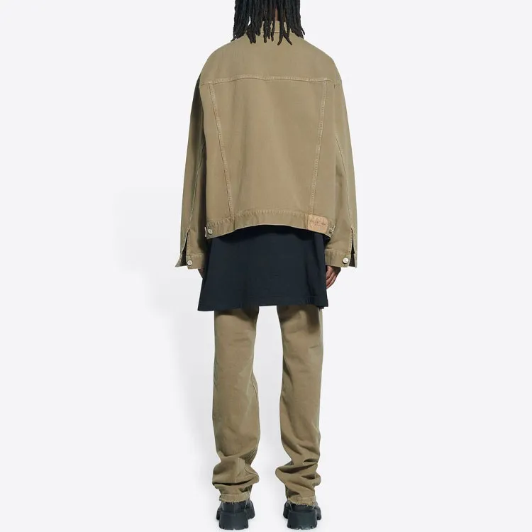 Balenciaga Denim Jackets Men Brown-3