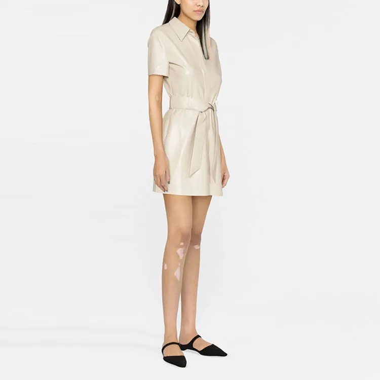 NANUSHKA Faux leather Belted Shirt Dress-3