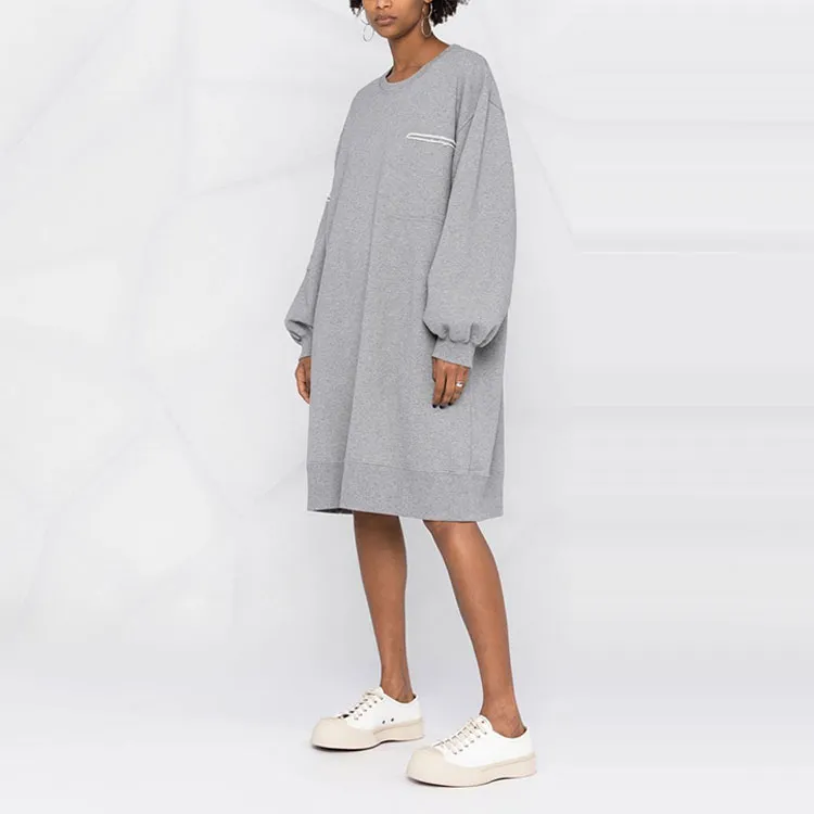 MM6 Maison Margiela Long Sleeved Dresses Women's Gray-3