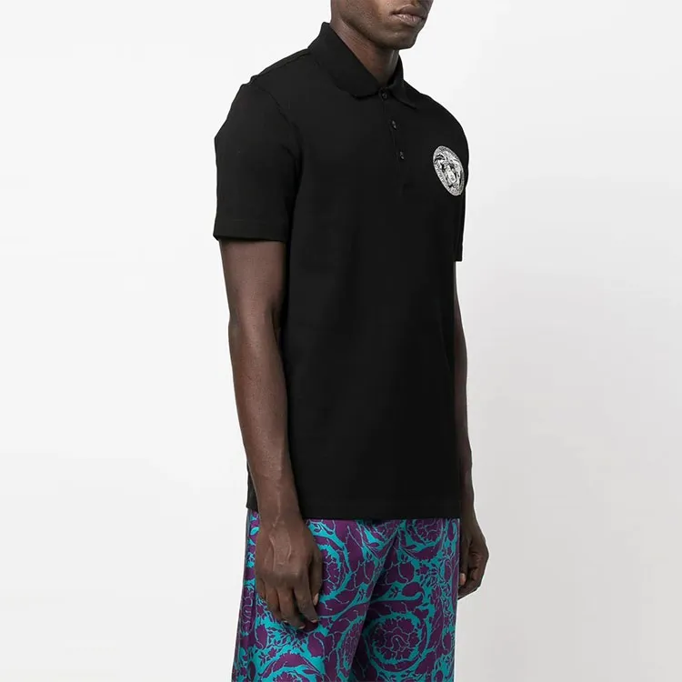 VERSACE Medusa Embroidered Short Sleeved Polo Shirt-3
