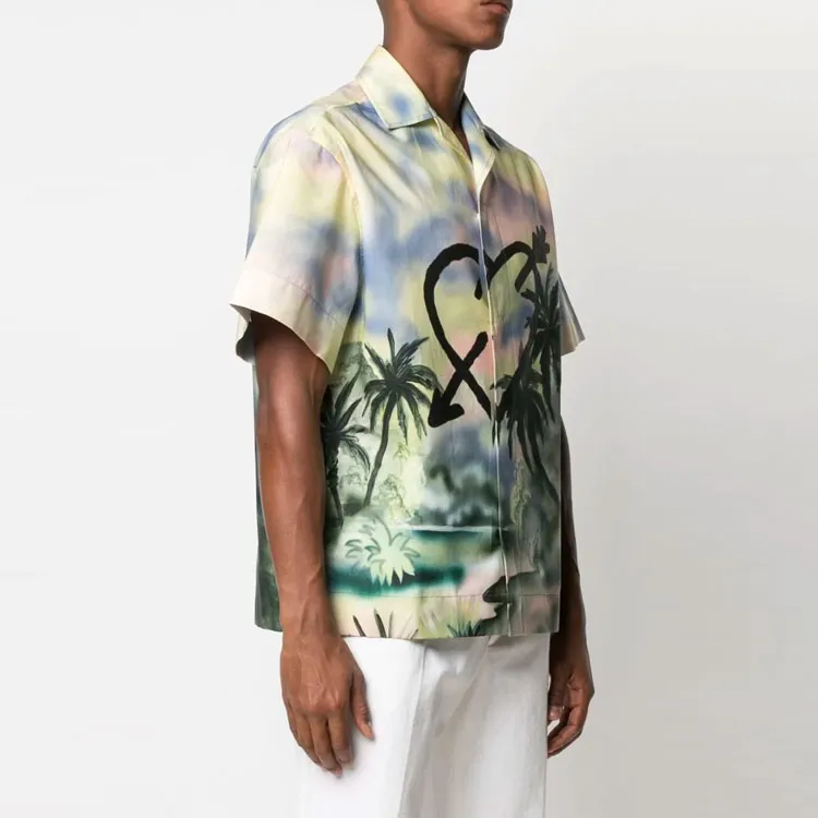 PALM ANGELS Paradise Heart Bowling Shirt-3