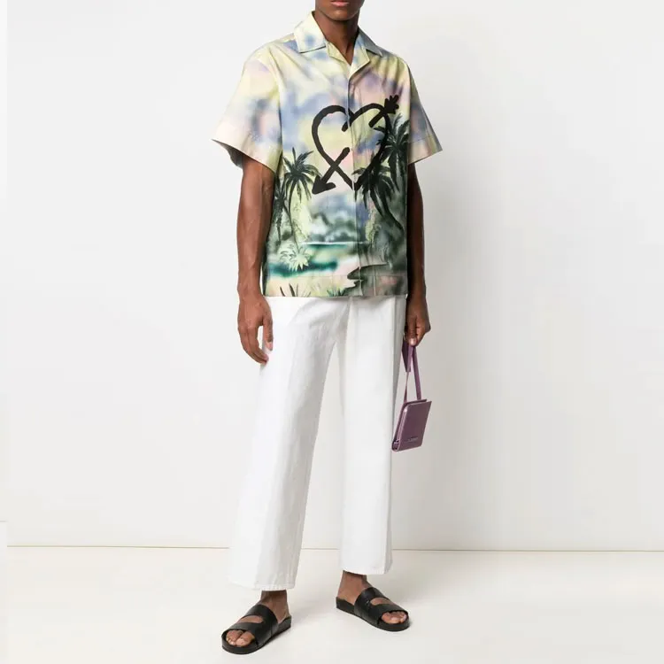 PALM ANGELS Paradise Heart Bowling Shirt-1