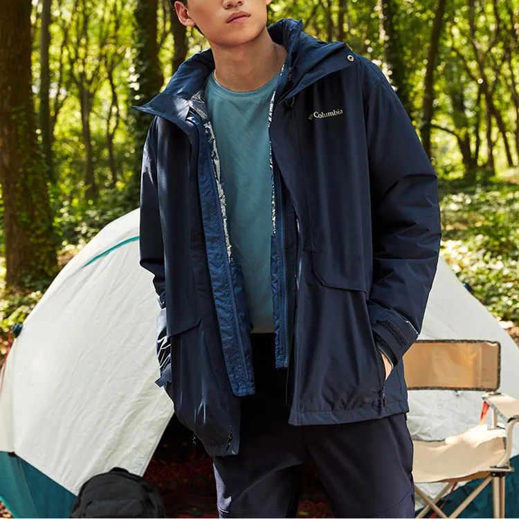 Columbia Water-Resistant Windproof Warm And Rainproof Windbreaker Jacket Men's Blue-4
