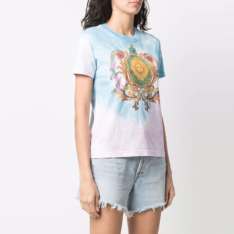 VERSACE T Shirts Women's Blue Purple Combination-4