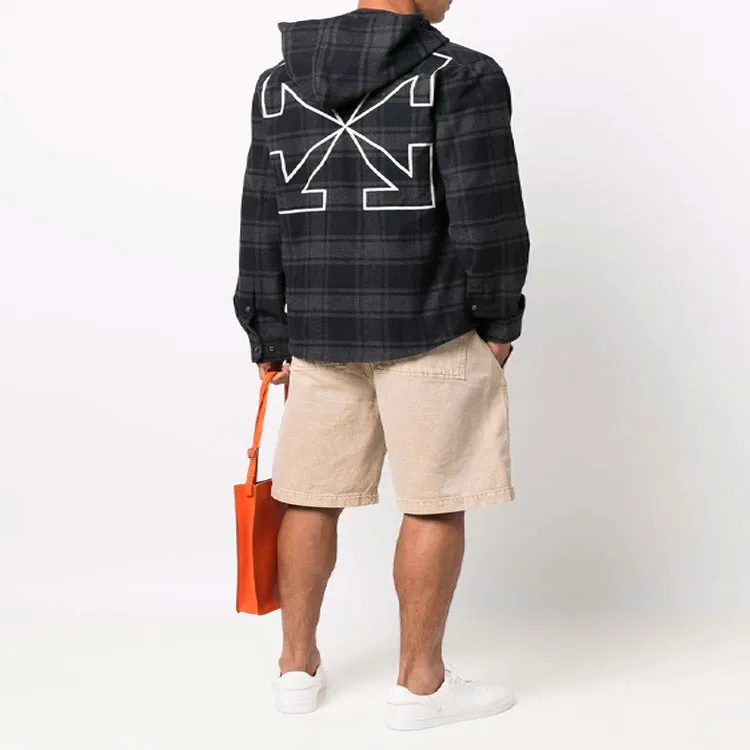 OFF WHITE Arrows Check Hooded Shirt-3