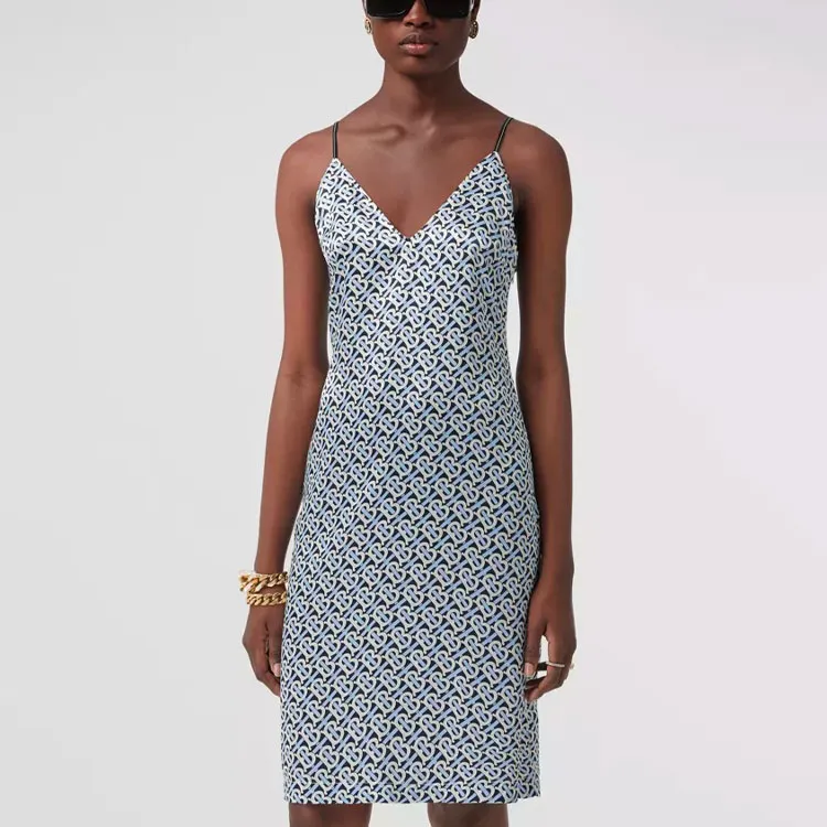 Burberry Sleeveless Dress Women's Blue-2