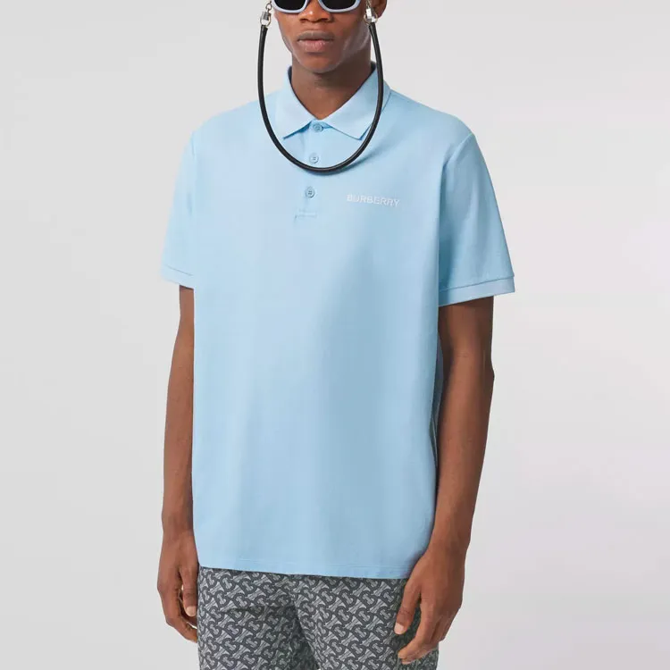 Burberry Polo Shirts Men Light Blue-2