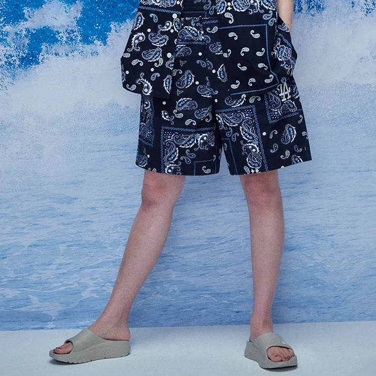 MLB Cashew Flower Casual Shorts Unisex Navy Blue-3