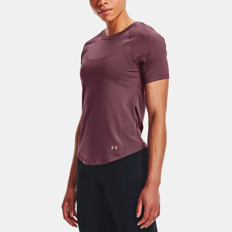 Under Armour RUSH Raglan Sleeve T Shirt Women's Gray Mist Purple-3
