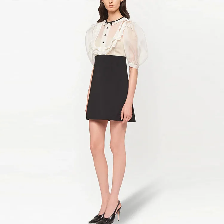 MIU MIU Short Sleeved Dresses Women's Black/White-1