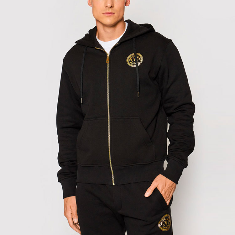 【VERSACE JEANS COUTURE】スウェット フード付き プリント 長袖 Versace Jeans Couture Sweat Jacket V-Emblem Hooded Jacket
