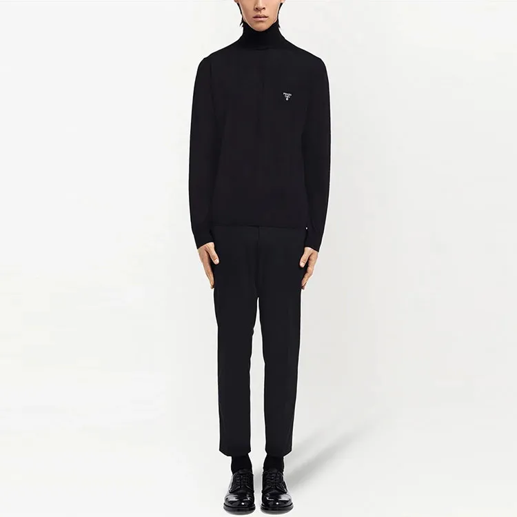 PRADA Logo Fine Knit Turtleneck Jumper-1