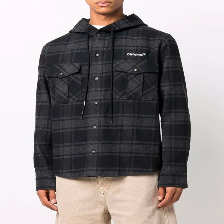 OFF WHITE Arrows Check Hooded Shirt-1