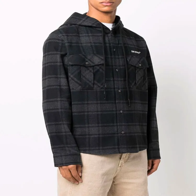 OFF WHITE Arrows Check Hooded Shirt-2