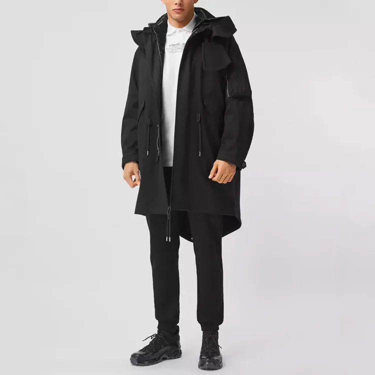 Burberry Logo Printed Drawstring Hooded Coat-1