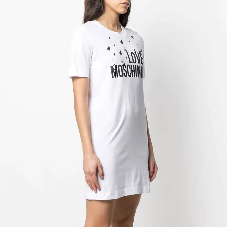 LOVE MOSCHINO Short Sleeved Dresses Women's White-3
