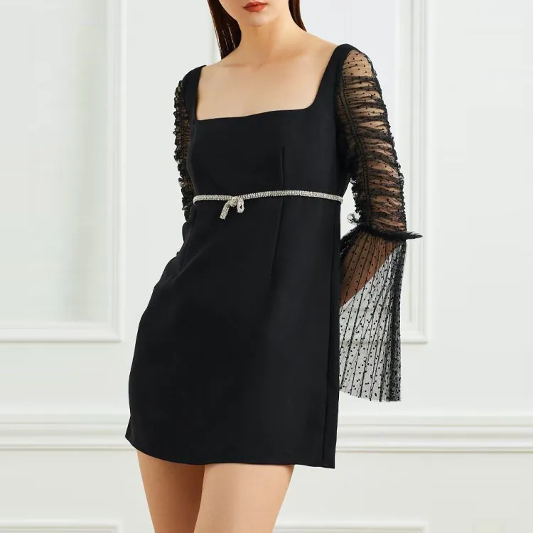 Self portrait Long Sleeved Dress Women's Black-2