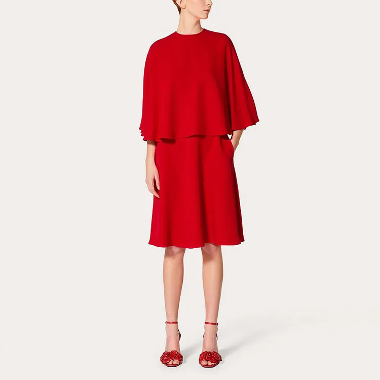 Valentino Long-Sleeved Dresses Women's Red-1