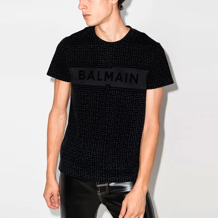BALMAIN Eco Sustainable Monogram Flock T Shirt-3