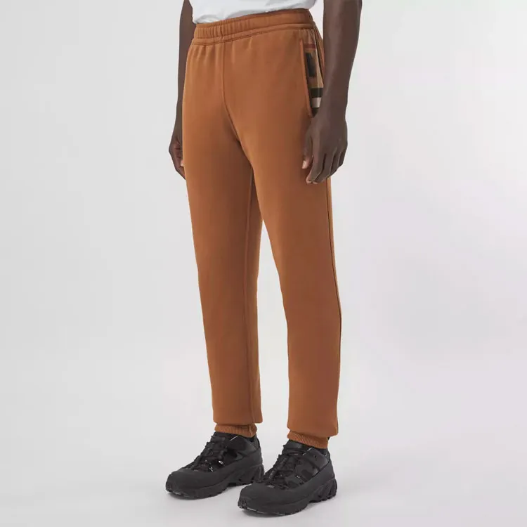 Burberry Check Panel Cotton Blend Sweatpants-4