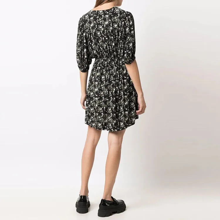 GANNI Short-Sleeved Dresses Women's Black-3